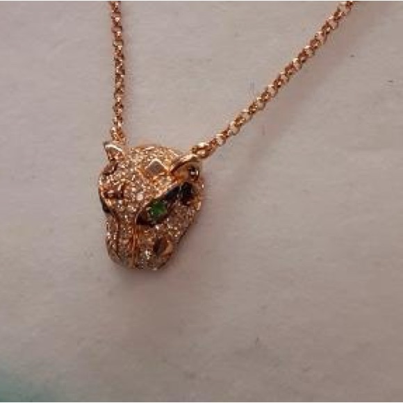Diamond and Emerald Panther necklace - Picture 5 of 6